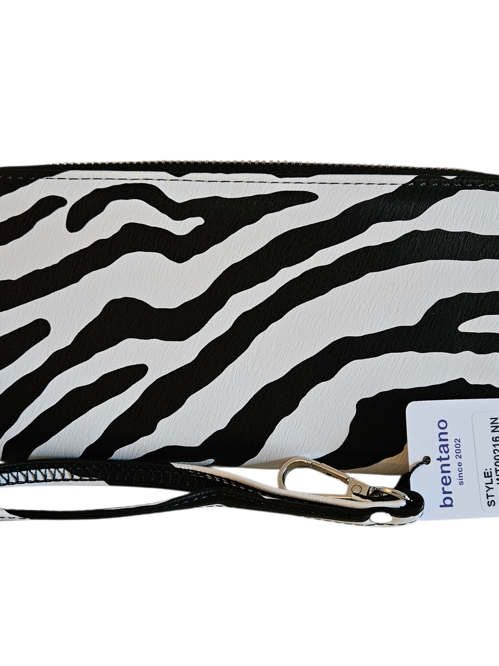 Brentano Black‎ & White Zebra Print Wristlet Clutch